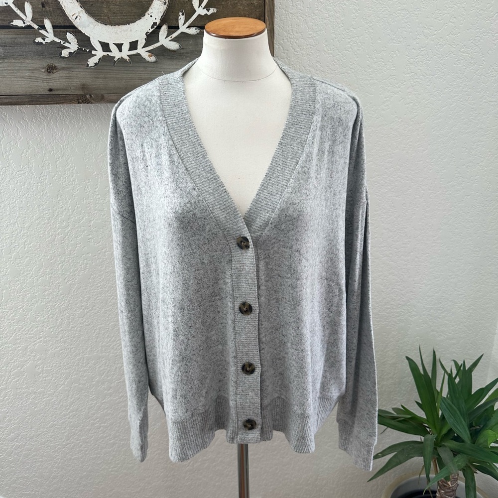 Stitch Fix Market & Spruce Gray‎ Button-Up Women's Sweater Cozy size XXL NWT